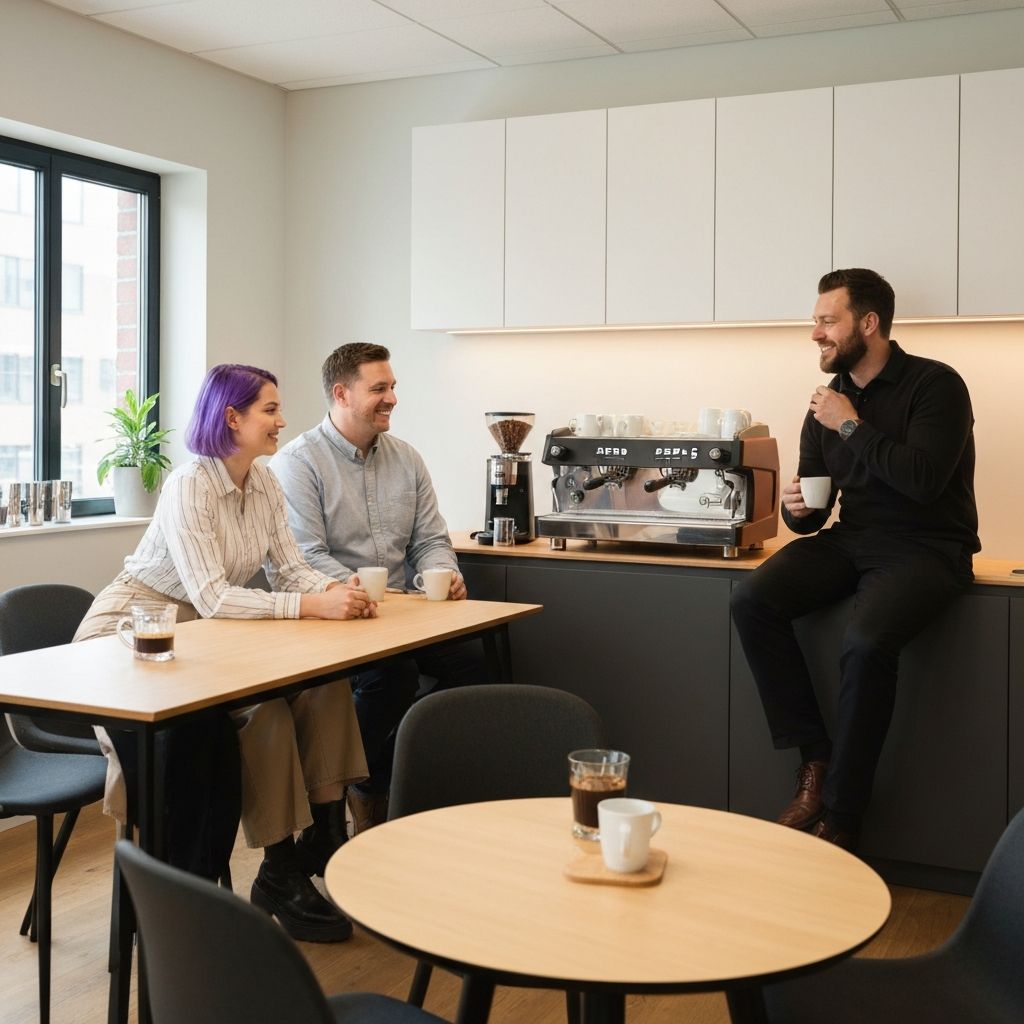 Kolleger nyter kaffe sammen